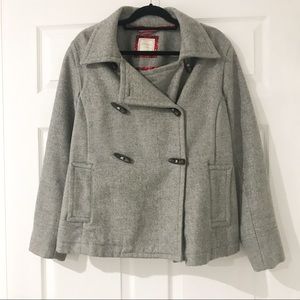 Grey wool peacoat with toggle buttons